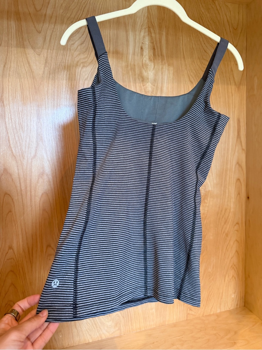 lululemon athletica Gray & Black Striped Scoop Tank